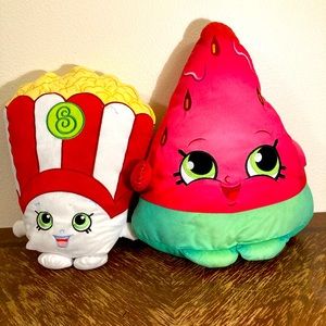2 shpokin plushes watermelon and French fries